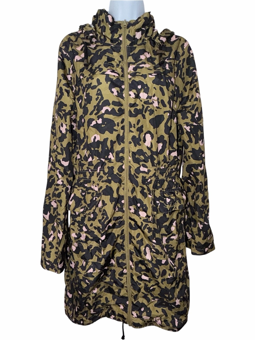 Brave Soul Green Black ASOS Festival Camo Leopard Trench Size M Tall